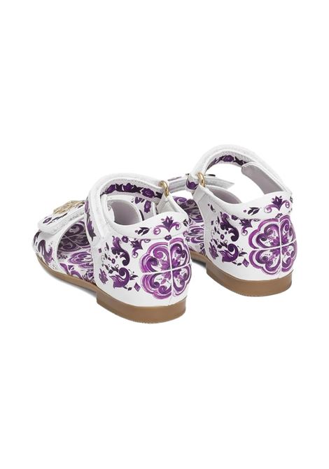 Sandali Bianchi Con Stampa Maiolica Viola DOLCE & GABBANA KIDS | D20099-AV210I03TN